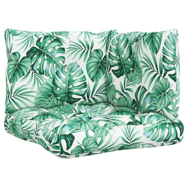 vidaXL Coussins de palette 3 pcs Motif feuilles Tissu