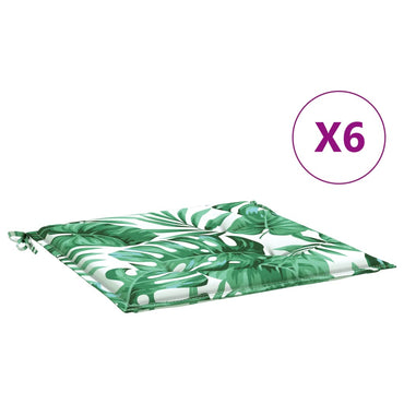 vidaXL Coussins de chaise 6 pcs Motif de feuilles 40x40x4 cm Tissu