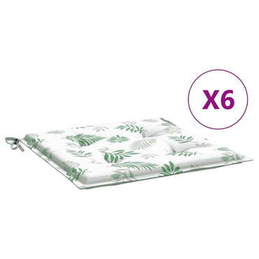 vidaXL Stuhlkissen 6 Stk. Blattmuster 40x40x3 cm Stoff