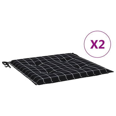 vidaXL Gartenstuhl-Kissen 2 Stk. Schwarz Karomuster 50x50x3 cm Stoff