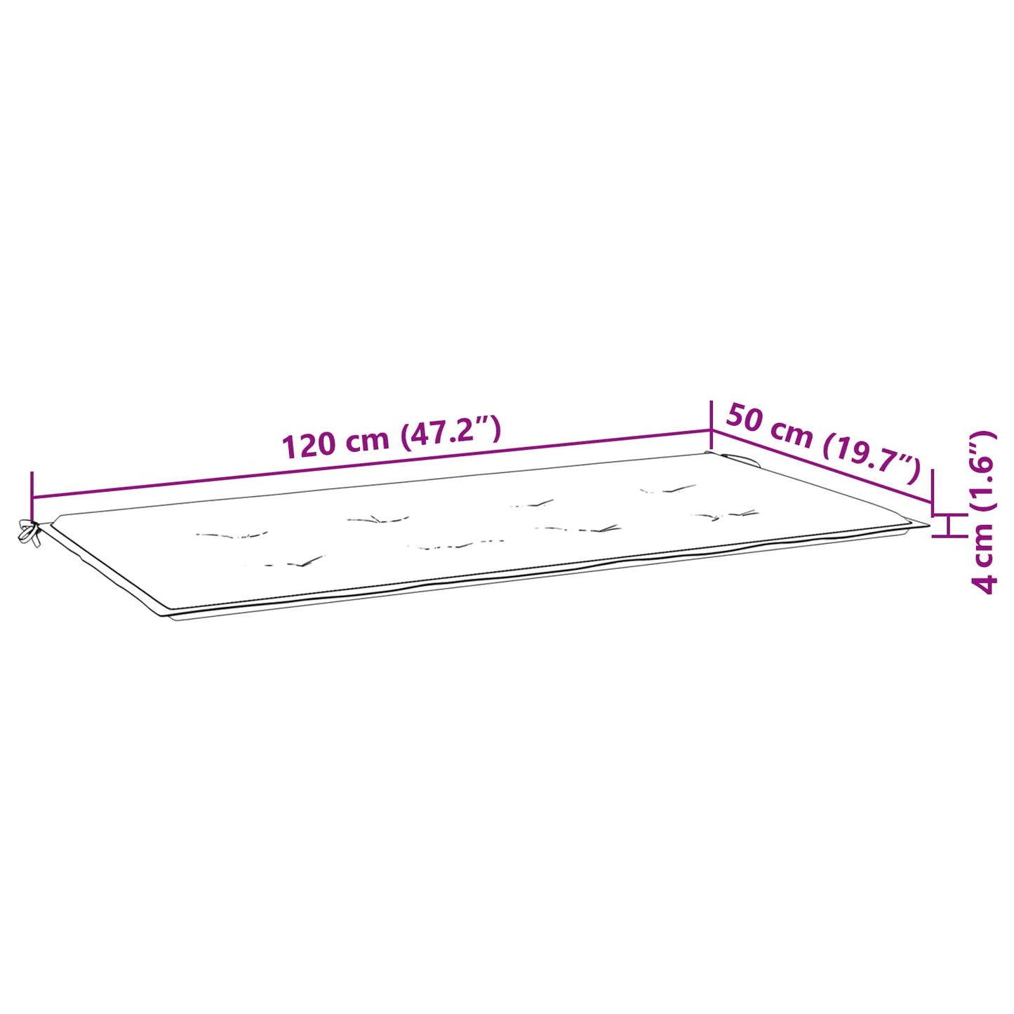 Bankpolster Uni Türkis 120 x 50 x 3 cm Oxford-Stoff