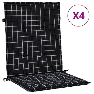 vidaXL Coussins pour fauteuil bas 4 pcs Tissu à carreaux noir