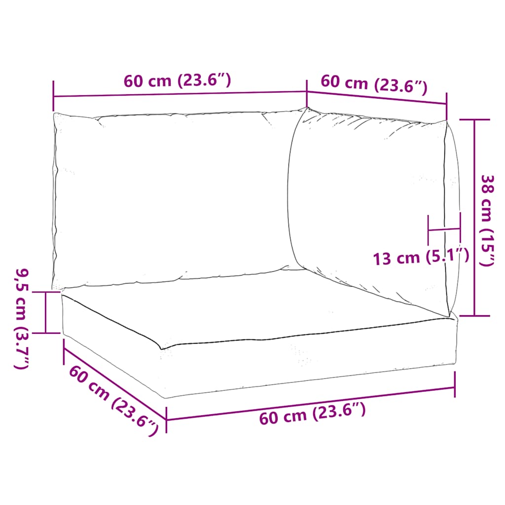 Palettenkissen 3-tlg. Hellblau Oxford-Gewebe