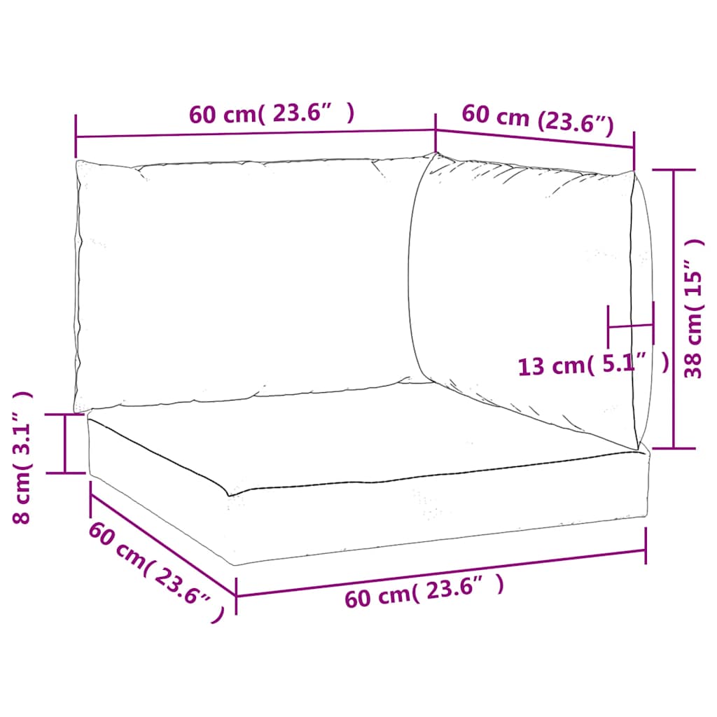 Palettenkissen 3-tlg. Hellgrün Oxford-Gewebe