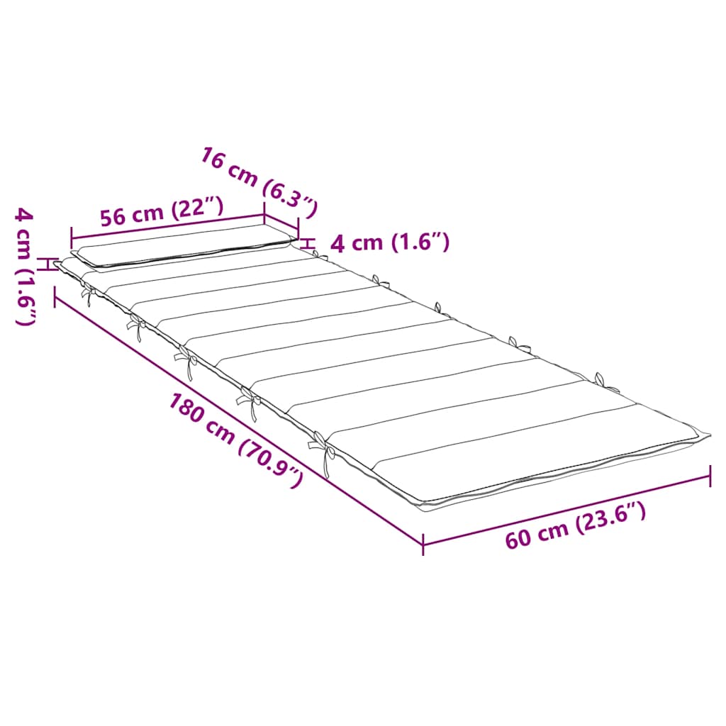 vidaXL Sonnenliegen-Auflage Mehrfarbig 180x60x4 cm Oxford-Gewebe