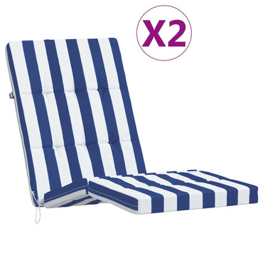 vidaXL Liegestuhl-Auflagen 2 Stk. Blau & Weiß Gestreift Oxford-Gewebe