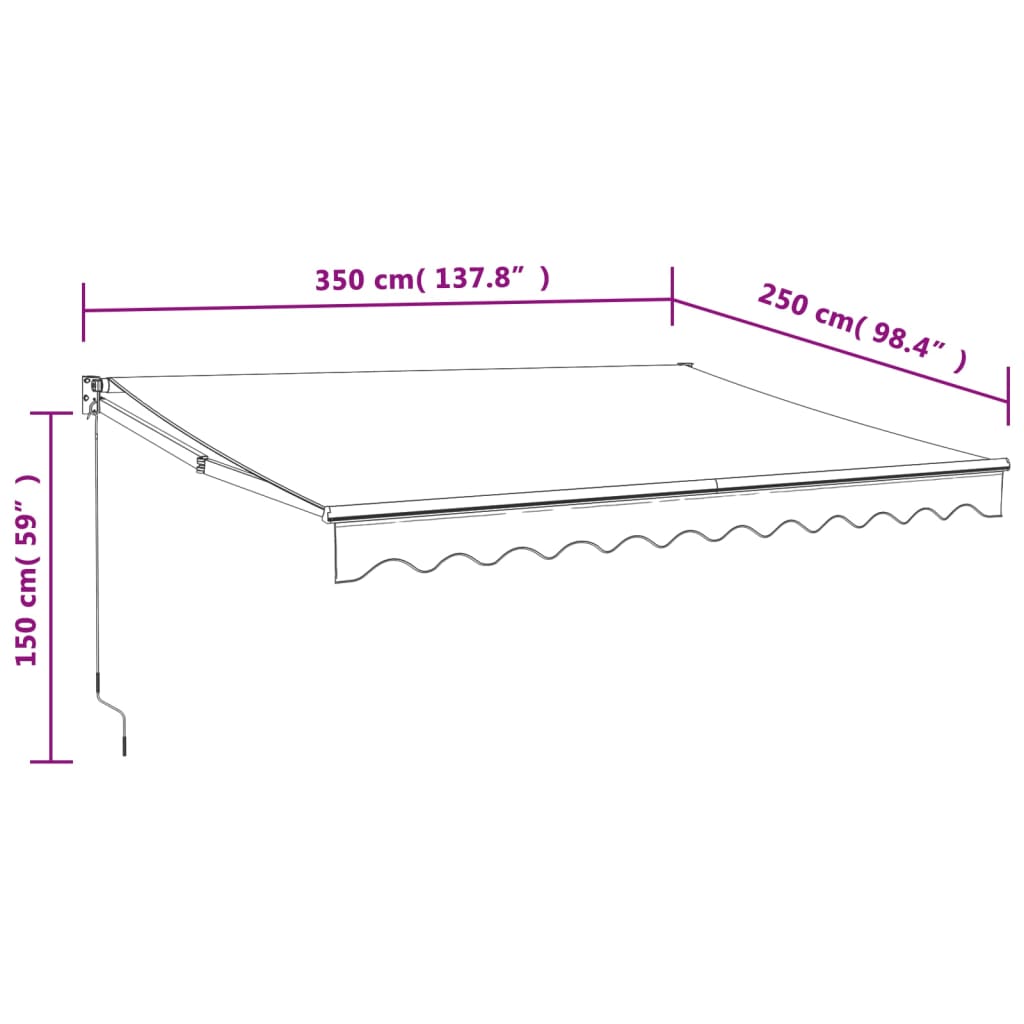 vidaXL Markise Einziehbar Creme 3,5x2,5 m Stoff und Aluminium