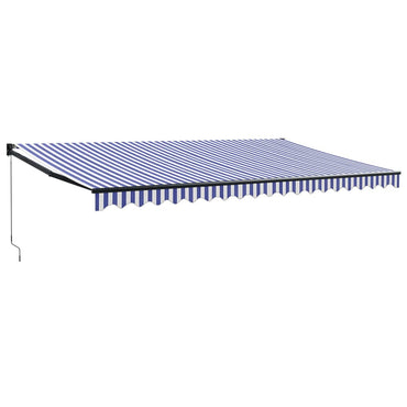 vidaXL Auvent rétractable bleu et blanc 5x3 m Tissu et aluminium
