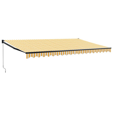 vidaXL Auvent rétractable jaune et blanc 5x3 m en tissu et aluminium