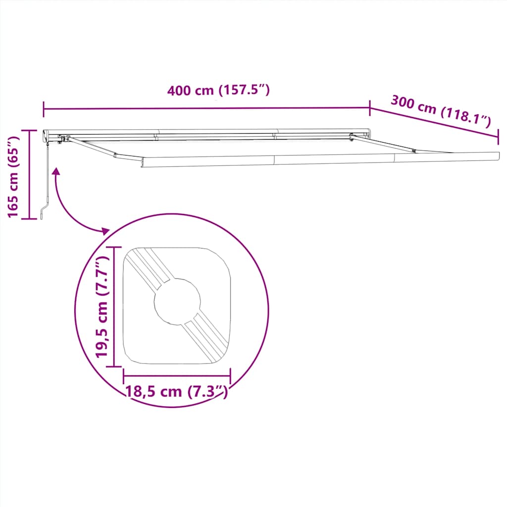vidaXL Markise Einziehbar Orange und Braun 4x3 m Stoff und Aluminium