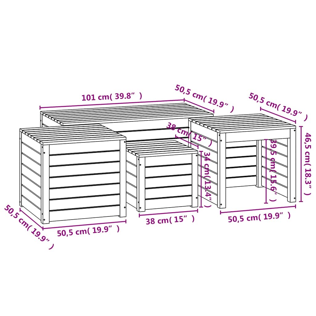 vidaXL 4-tlg. Gartenbox-Set Massivholz Kiefer