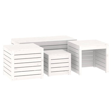 vidaXL Lot de 4 coffres de jardin Bois de pin massif Blanc