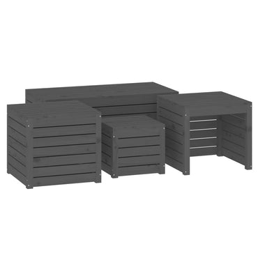vidaXL Ensemble de 4 coffres de rangement de jardin gris en pin massif