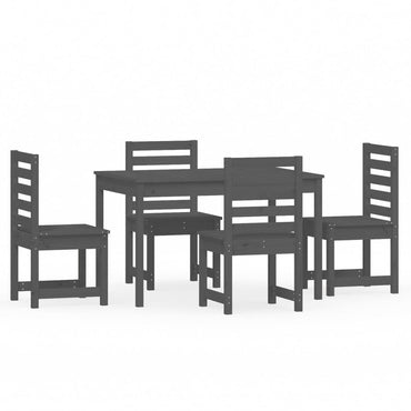vidaXL 5-tlg. Garten-Essgruppe Grau Massivholz Kiefer