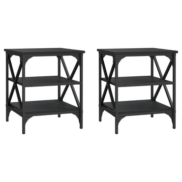 vidaXL Tables d'appoint 2 pcs Noir 40x42x50 cm Bois d'ingénierie