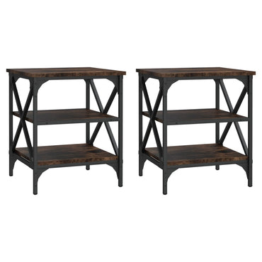 vidaXL Tables d'appoint 2 pcs Chêne fumé 40x42x50 cm Bois d'ingénierie