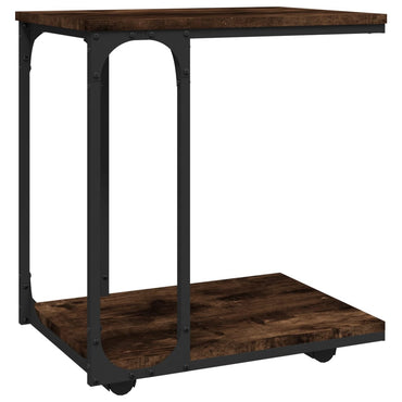 vidaXL Table d'appoint à roulettes chêne fumé 50x35x55,5 cm