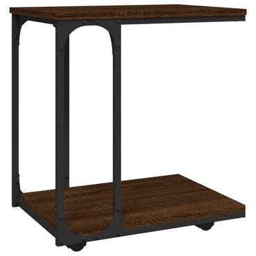 vidaXL Table d'appoint à roulettes aspect chêne marron 50x35x55,5 cm