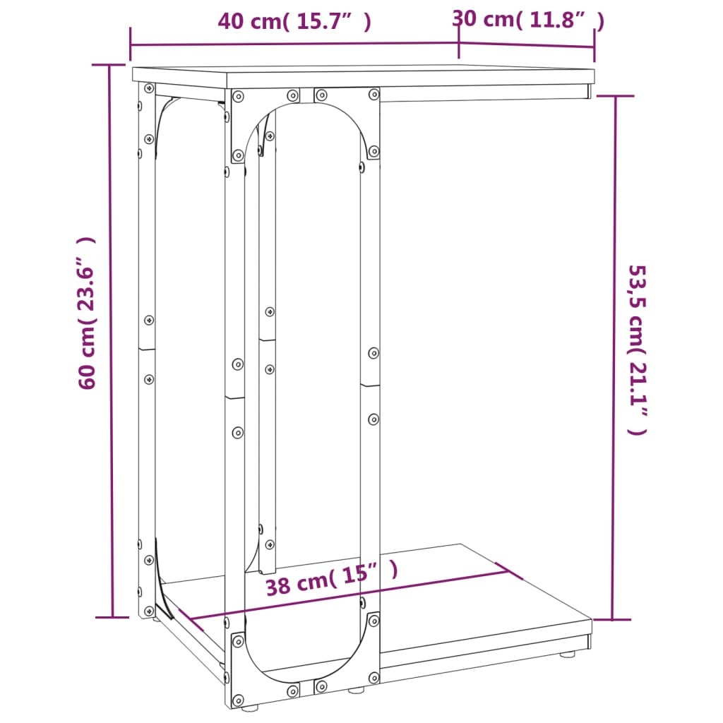 vidaXL Table d'appoint en bois d'ingénierie chêne fumé 40x30x60 cm
