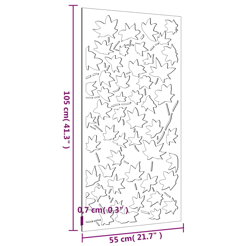 Garten-Wanddeko 105x55 cm Cortenstahl Ahornblatt-Design