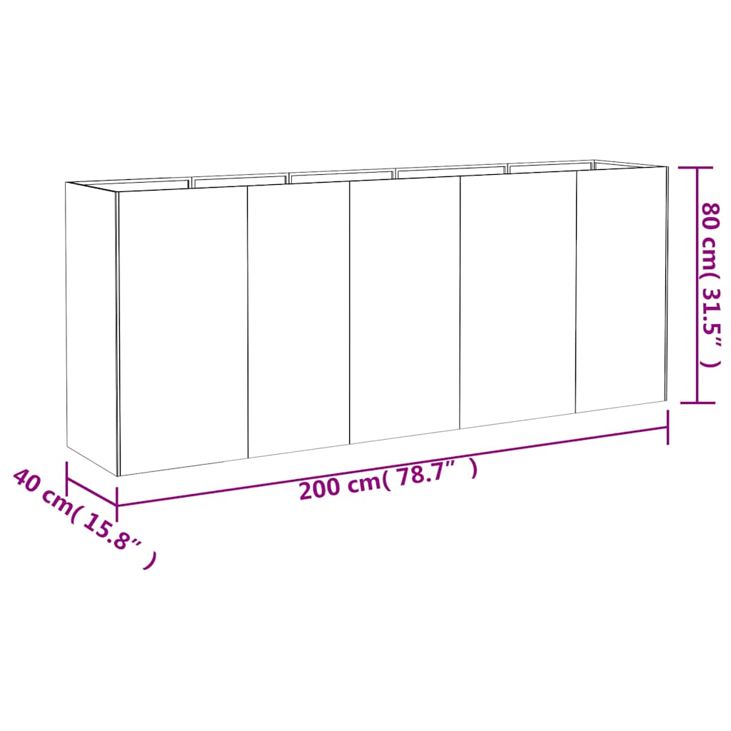 vidaXL Hochbeet 200x40x80 cm Cortenstahl