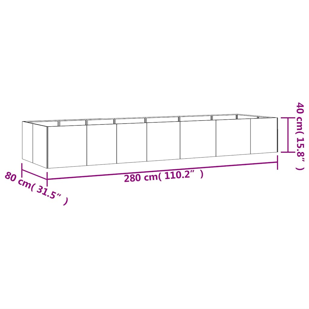 vidaXL Hochbeet 280x80x40 cm Cortenstahl