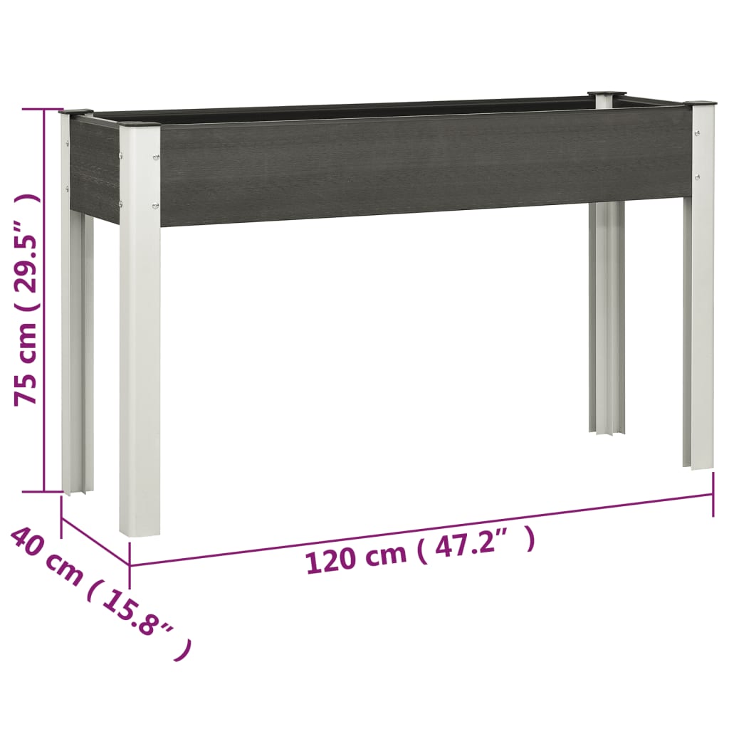 vidaXL Carré potager surélevé de jardin Gris 120x40x75 cm WPC