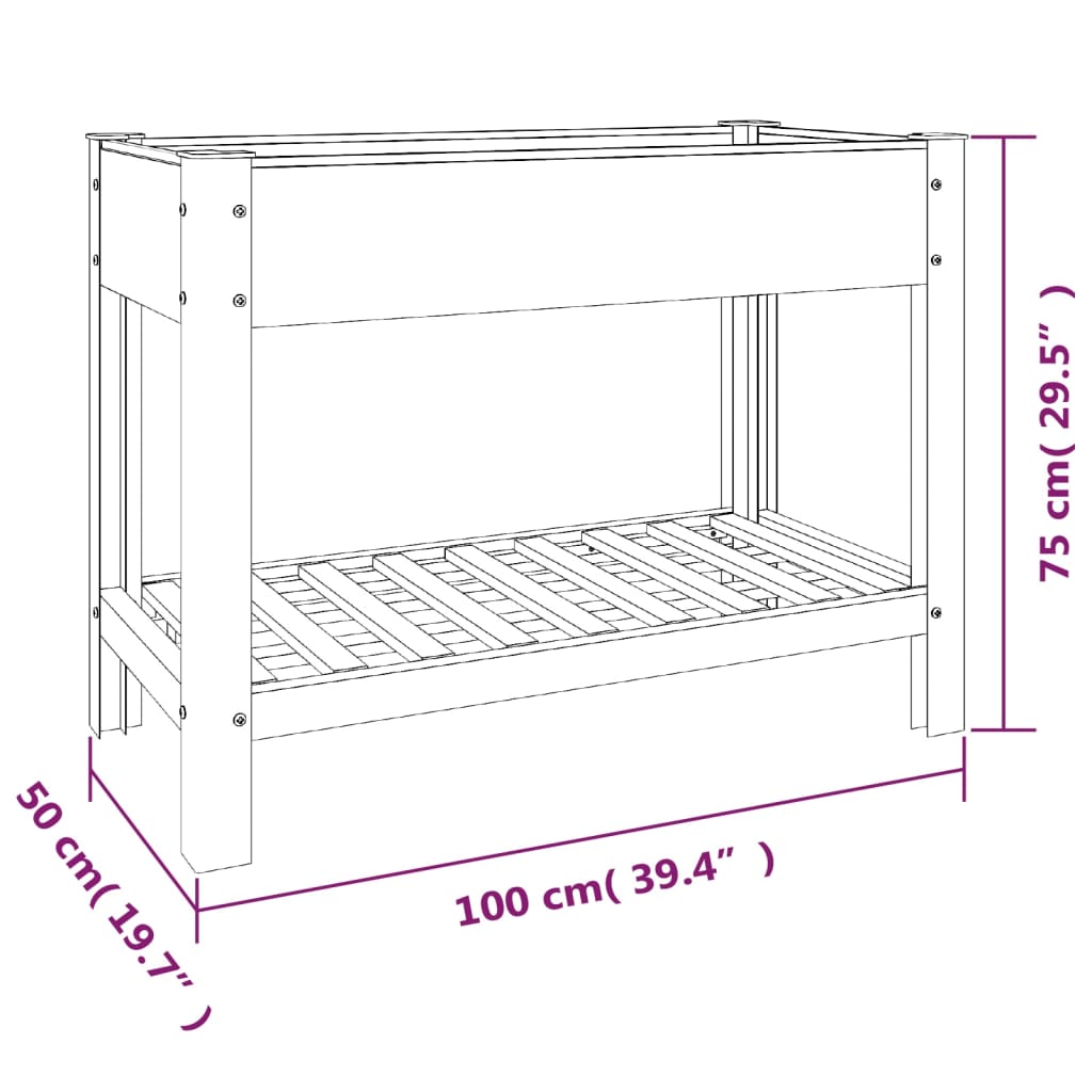 vidaXL Jardinière surélevée de jardin avec étagère Gris 100x50x75 cm WPC