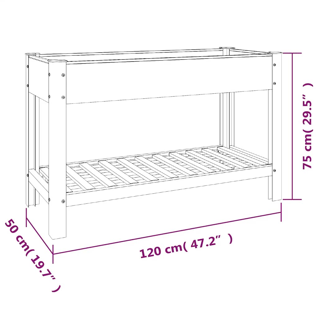 vidaXL Jardinière surélevée de jardin avec étagère Gris 120x50x75 cm WPC