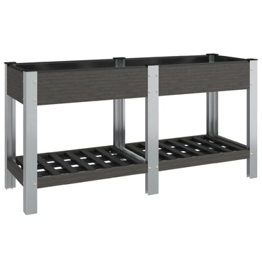 vidaXL Garten-Hochbeet mit Ablage Grau 150x50x75 cm WPC