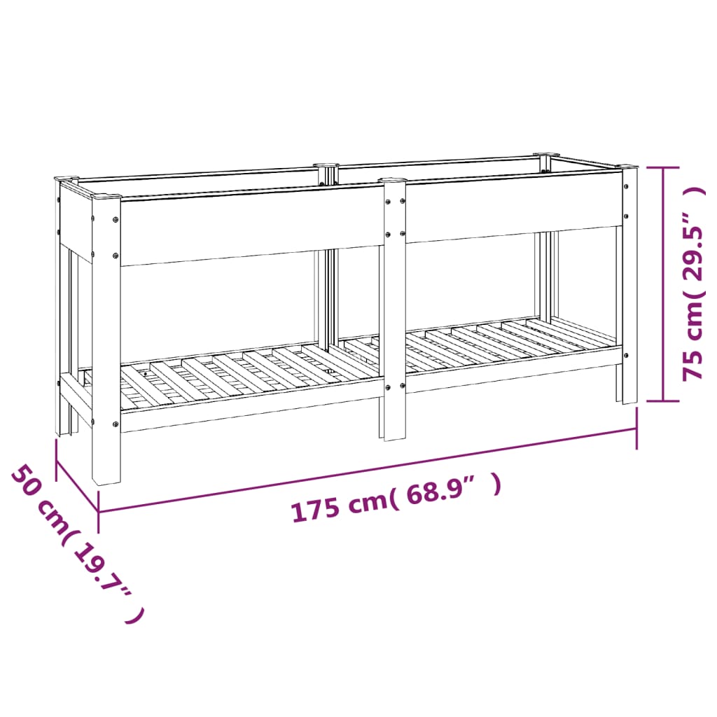 vidaXL Jardin Potager surélevé avec étagère Gris 175x50x75 cm WPC