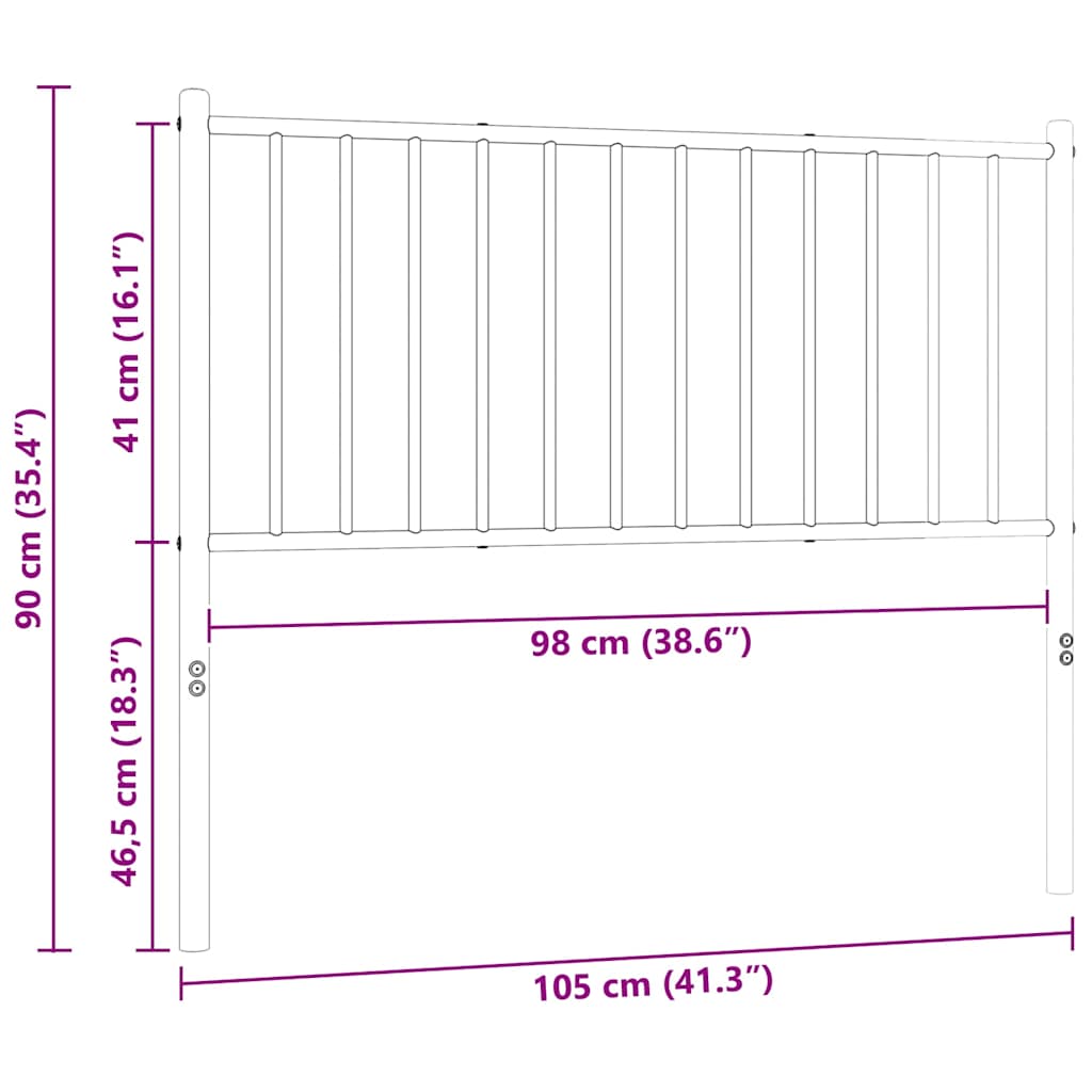 vidaXL Ersatz-Kopfteil Metall Schwarz 100 cm