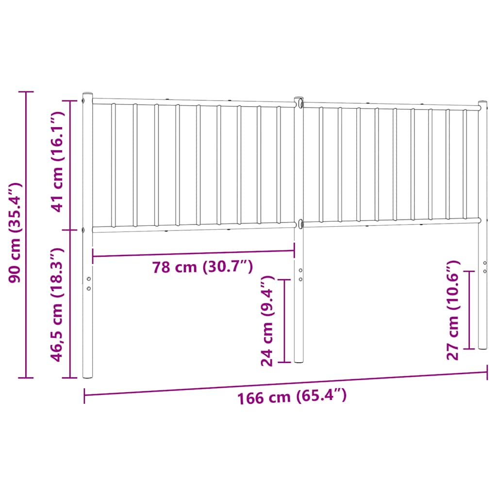 Ersatz-Kopfteil Metall Schwarz 180 cm