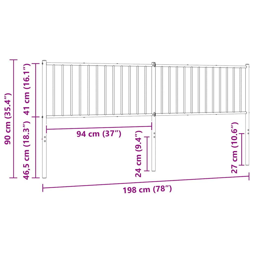 vidaXL Ersatz-Kopfteil Metall Schwarz 193 cm