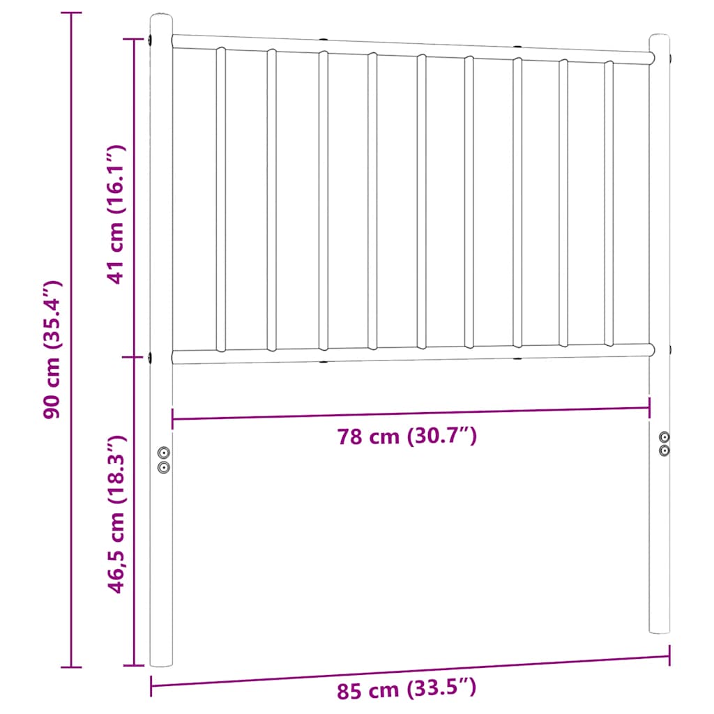 vidaXL Ersatz-Kopfteil Metall Weiß 80 cm