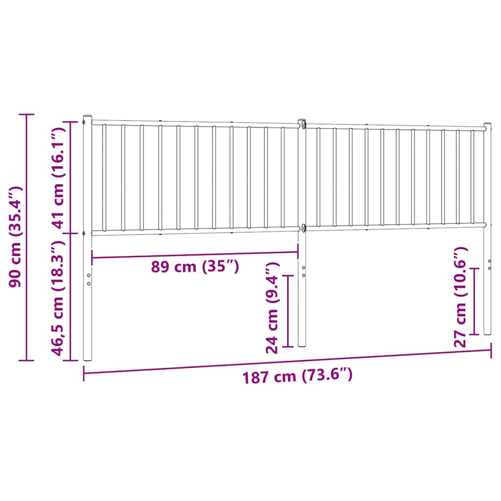 vidaXL Ersatz-Kopfteil Metall Weiß 180 cm