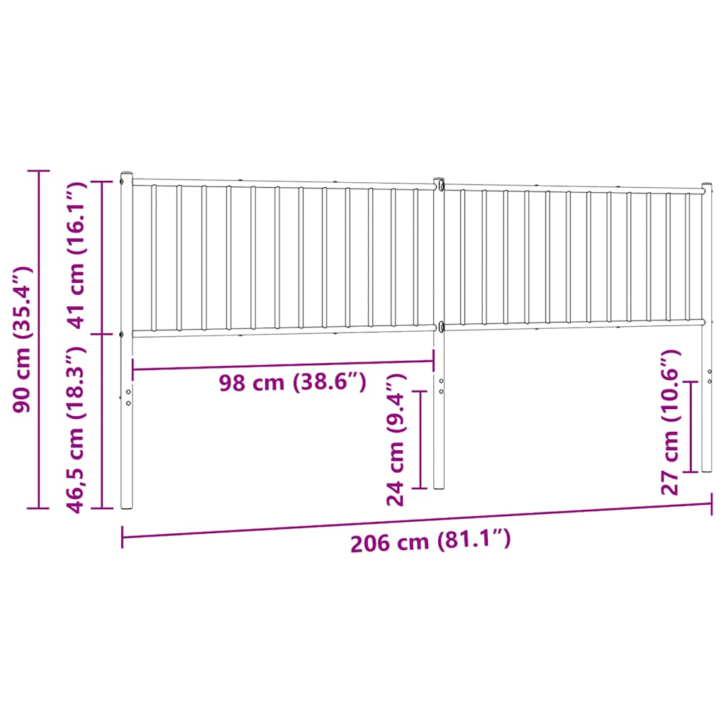 vidaXL Ersatz-Kopfteil Metall Weiß 200 cm