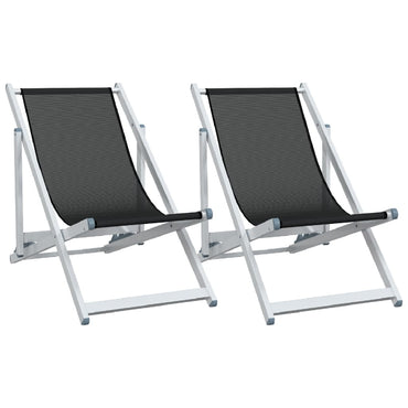 vidaXL Chaises de plage 2 pcs Pliables Noir Aluminium et textilène