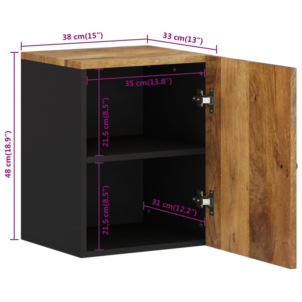 vidaXL Bad-Wandschrank 38x33x48 cm Massivholz Mango