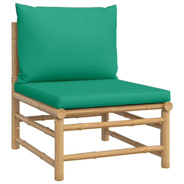 vidaXL Canapé central de jardin avec coussins verts bambou