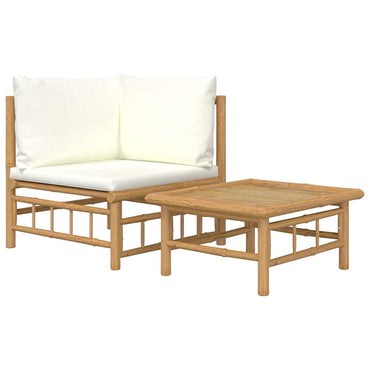 vidaXL Ensemble de jardin 2 pièces avec coussins crème bambou