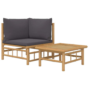 vidaXL Ensemble de jardin 2 pcs avec coussins gris foncé Bambou