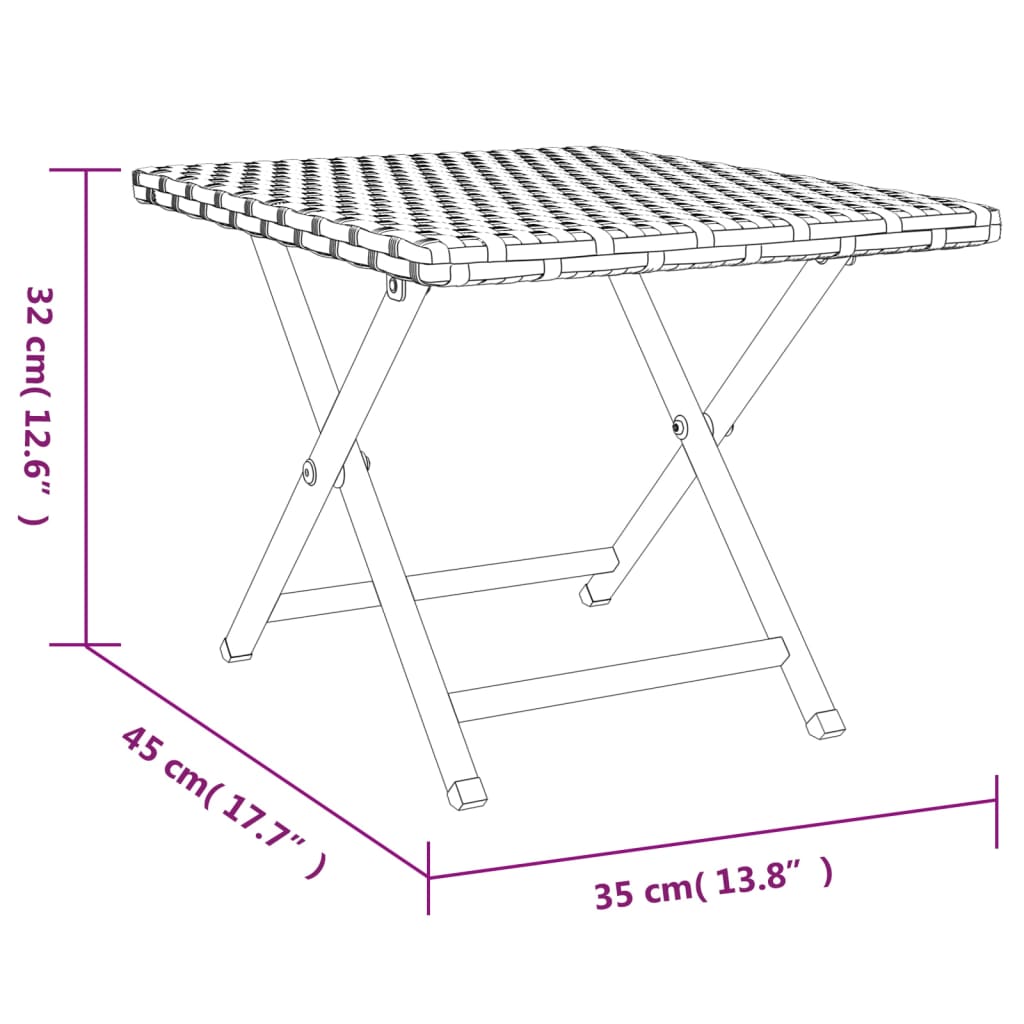 vidaXL Klapptisch Schwarz 45x35x32 cm Poly Rattan