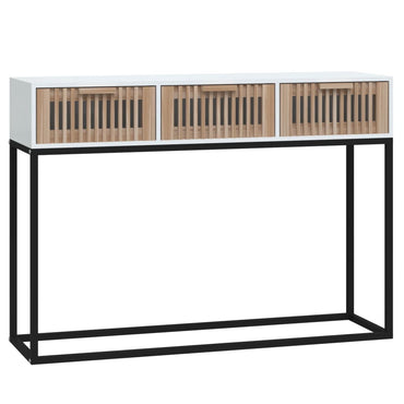 vidaXL Console de table blanche 105x30x75 cm en bois d'ingénierie et fer