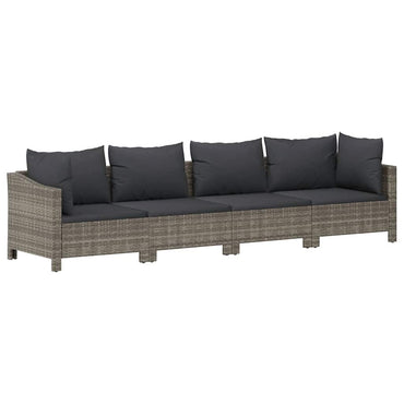 vidaXL Salon de jardin 4 pcs avec coussins Gris Résine tressée