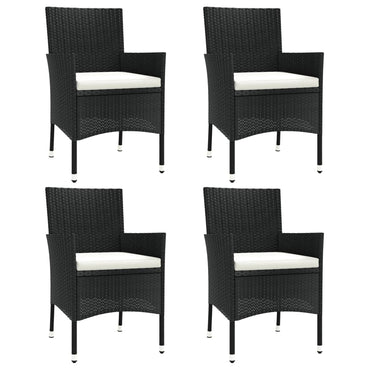 vidaXL Gartenstühle mit Kissen 4 Stk. Schwarz Poly Rattan