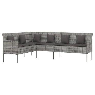 vidaXL Canapé de jardin en L avec coussins en résine tressée gris
