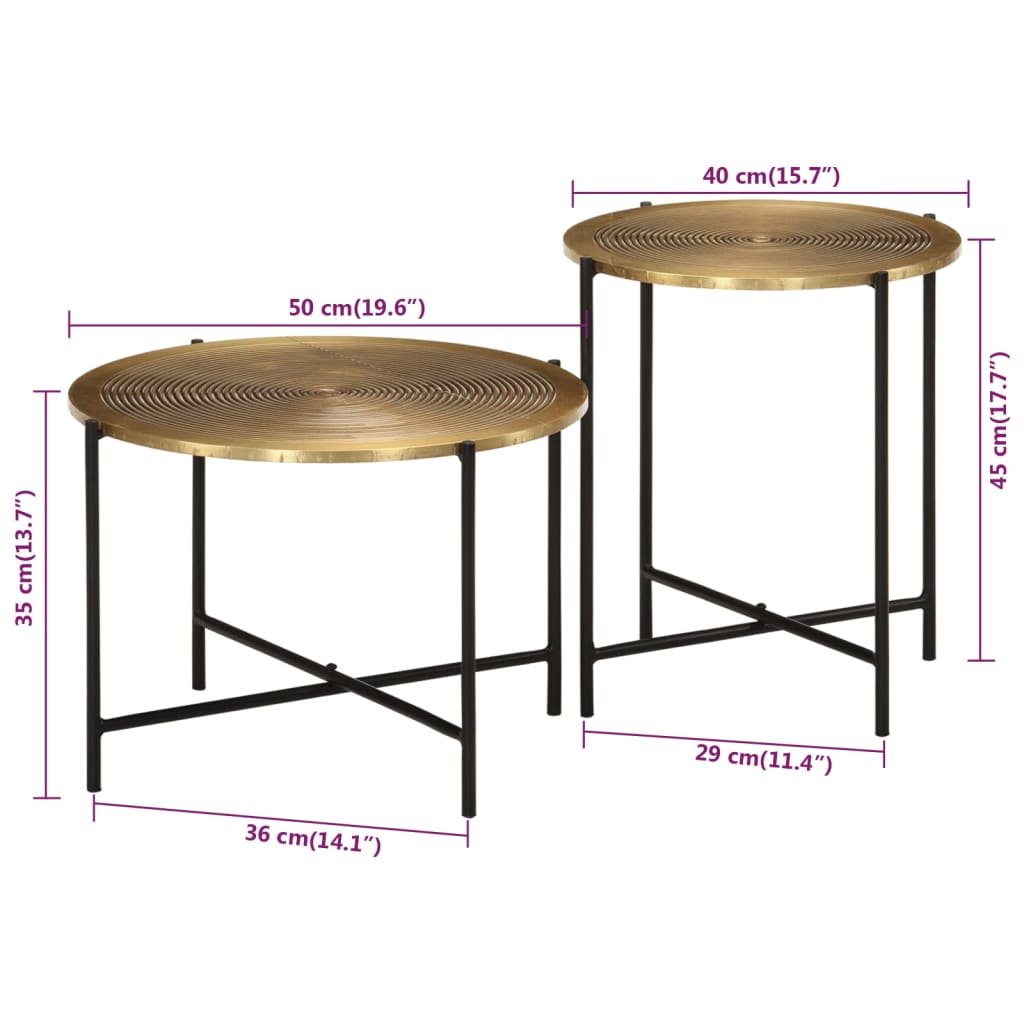 vidaXL Couchtische 2 Stk. Messing und Metall Schwarz