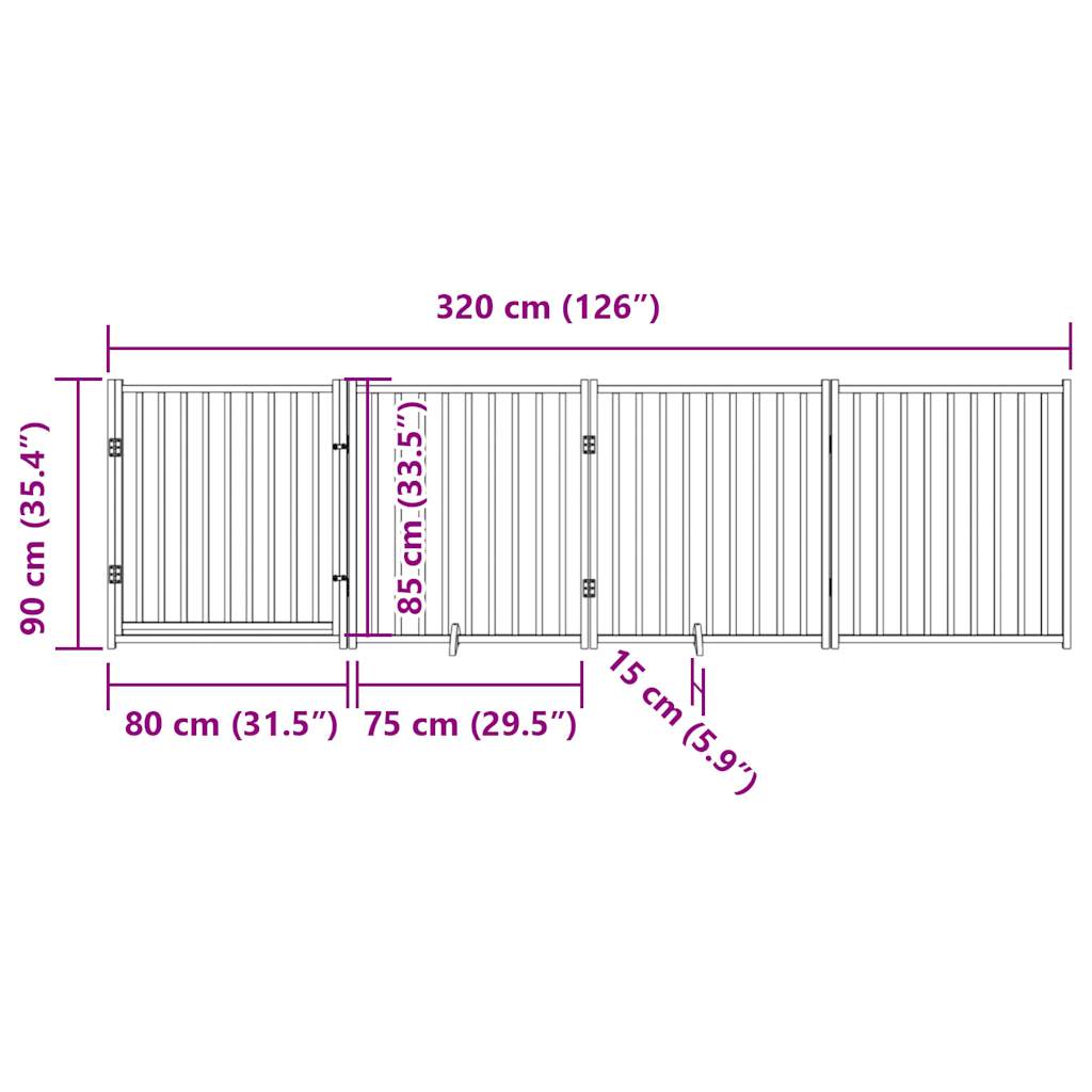 vidaXL Barrière pour chien à 4 pans avec porte Pliable Marron Chêne 320 cm Bois de sapin