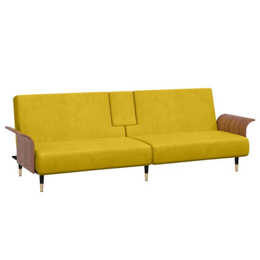 vidaXL Schlafsofa mit Getränkehaltern Gelb Samt